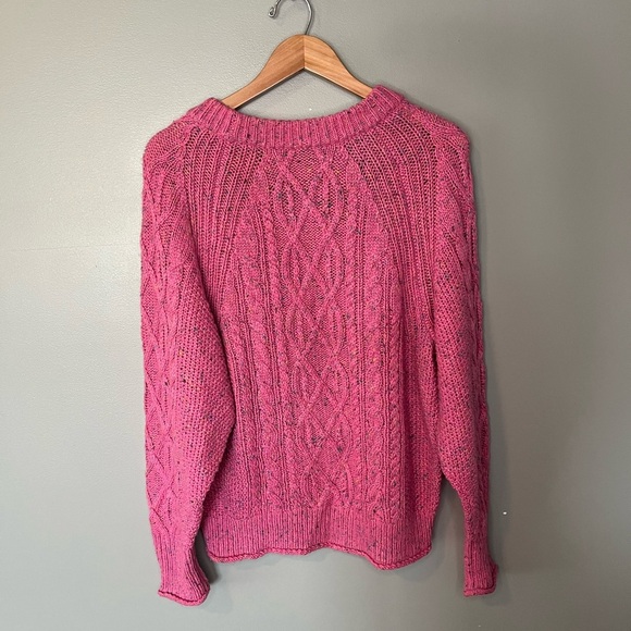 J. Crew Donegal Pink Speckled Cable Knit Pullover Sweater - Picture 3 of 10